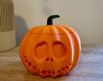 3D Printed Jack-O&#39;-Lantern Tea Light Holder – Halloween Pumpkin Decor, Skull Face, Battery Candle Light-Up, Fall Decoration