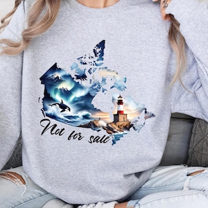 Not For Sale, png, sterk Canada-sublimatiebestand, Canada png-bestand voor T-shirts, draagtassen, mokken, enz. Kaart van Canada Ocean and Northern Lights, png PNGEgg
