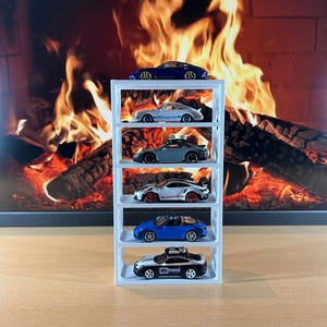 1/64 Hot Wheels, Matchbox & Diecast Car Compatible Display Stand Up To 6 Cars, Toy Car Storage, Organizer Garage.