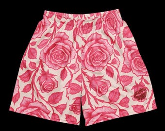 Rosen Basketball Mesh Shorts - Netzmaterial - Rosenmuster - Die Seidenlehre