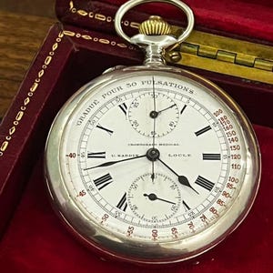 Rare 1920s Ulysse Nardin Medical Chronograph Pocket Watch  Locle Genève  Pulsometer Dial  Working Condition
