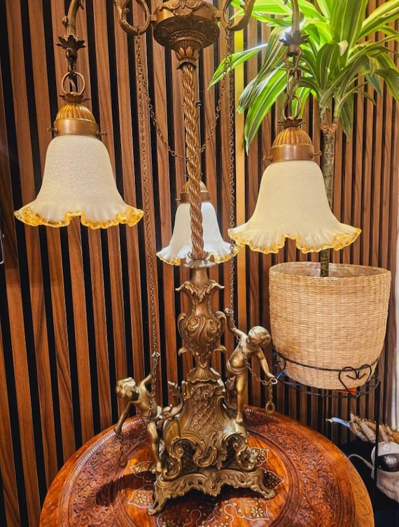 記念碑的なアンティークブロンズテーブルランプ 80 cm、25 kg 天使の