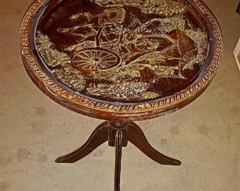 Rare antique 1940s harizm kashgar coffee table handcarved ottoman side table with glass top collectible turkish silk road furniture