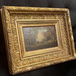 19th Century Antique Landscape Oil Painting  Museum Quality Framed Art  Victorian Pastoral Scene