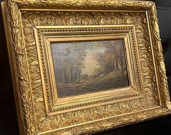 19th Century Antique Landscape Oil Painting  Museum Quality Framed Art  Victorian Pastoral Scene