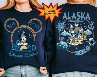 Bluza z kapturem Disney Alaska Cruise Line, bluza z kapturem Myszka Miki i Przyjaciele Wonder Cruise Trip, sweter Disney Family Trip Group