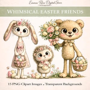 Ostern Clipart, Osterhase Clipart, digitales Bild, 20 hochwertige JPG, digitaler Download, Junk Journaling, Süßer Hase, Kunsthandwerk, Osterkarte