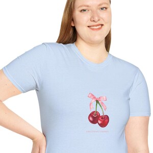 Cherry Graphic t-shirt, Sweetheart Cherries shirt, Coquette cherry tee, Cute Gift 4 Her, Retro Spring Fashion, Vintage cherry