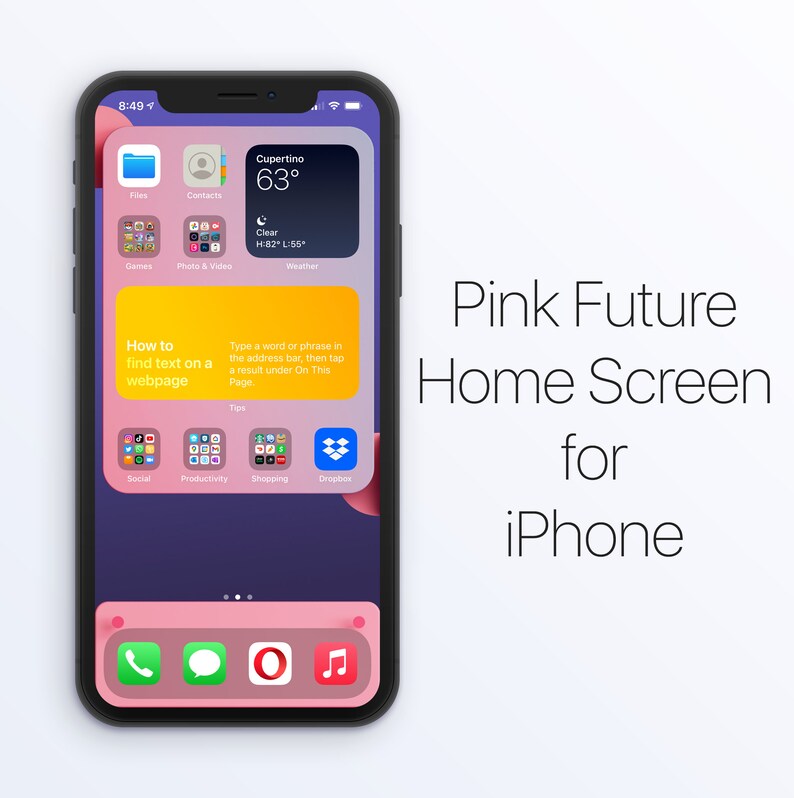 Pink Future 3D Shapes iPhone Lock Screen Home Screen Wallpaper Etsy
