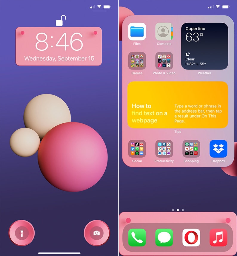 Pink Future 3D Shapes iPhone Lock Screen Home Screen Wallpaper Etsy