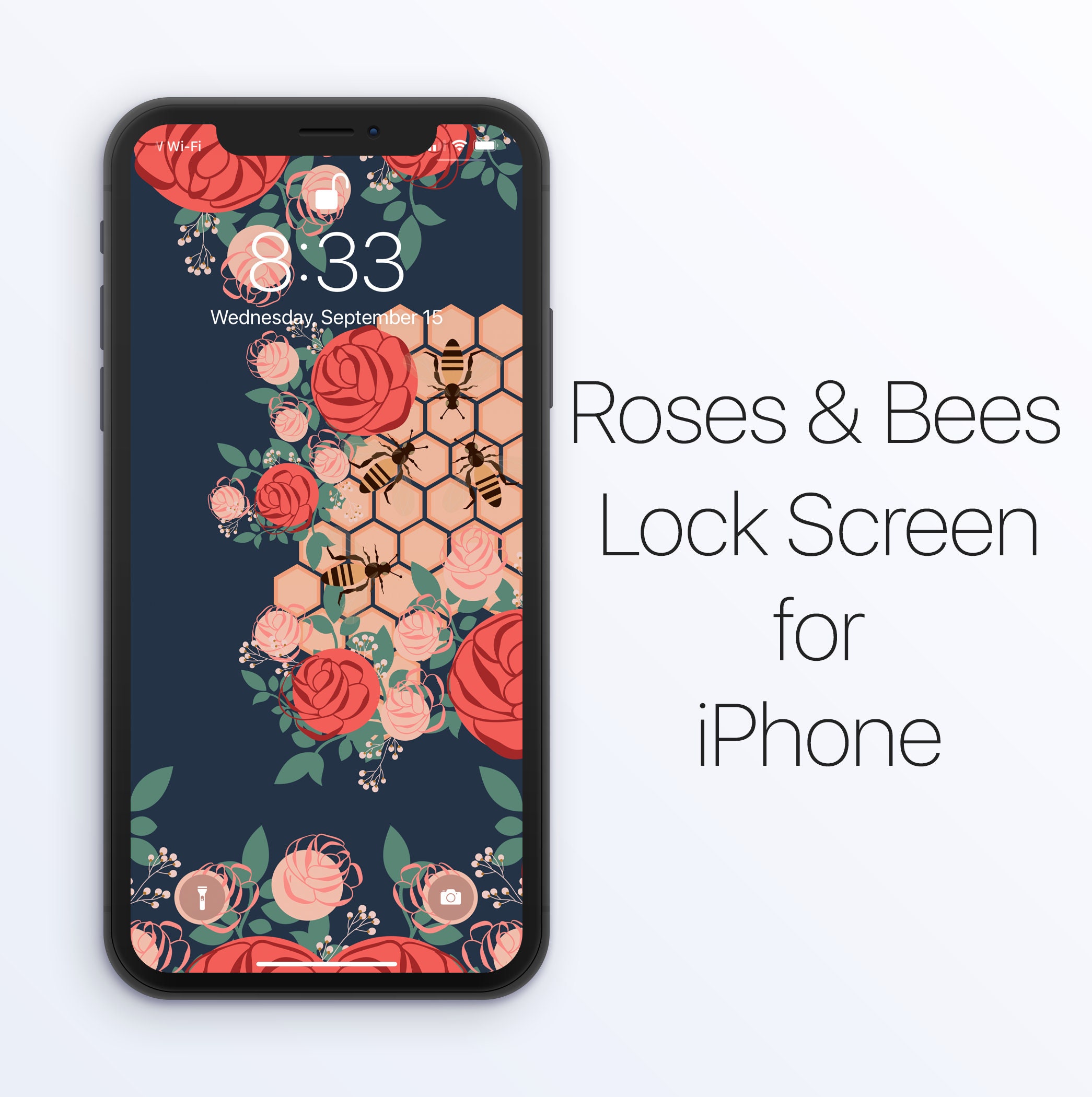 Lock Screen Walpaper Roses Roses Bees Honeycomb iPhone Lock Screen Wallpaper (digital Download) - Etsy