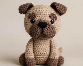 Crochet Bulldog Amigurumi Pattern, Boho Plush Toy Tutorial (PDF Download)