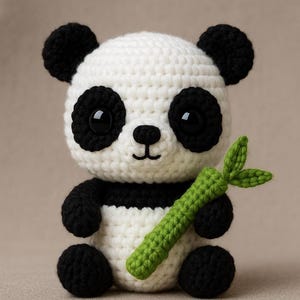 Crochet Amigurumi Pattern, Charlie the Panda Plush Toy, Beginner Crochet Tutorial (PDF Download)