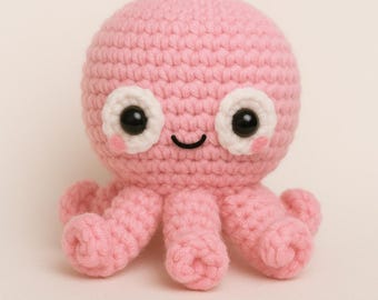 Virkat bläckfiskmönster, Amigurumi plyschleksak, Kawaii havsdjurshandledning (PDF-nedladdning)