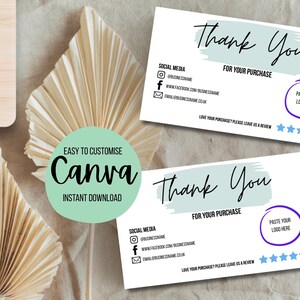 Customisable Thank You Card for Small Business | Editable Canva Template | Digital Download | Packaging Insert | Printable Thank You Note