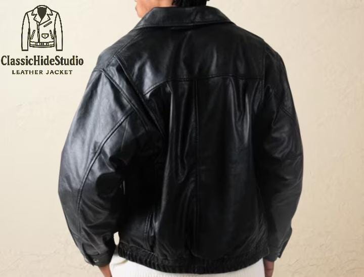 Vintage 90s Black Leather Bomber Jacket: Oversized Hip Hop Coat - Etsy