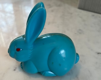Vintage Turquoise Easter Bunny Pull Back Toy