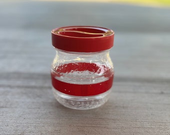 Vintage Italian Glass Coffee Jar with red plastic lid and trim