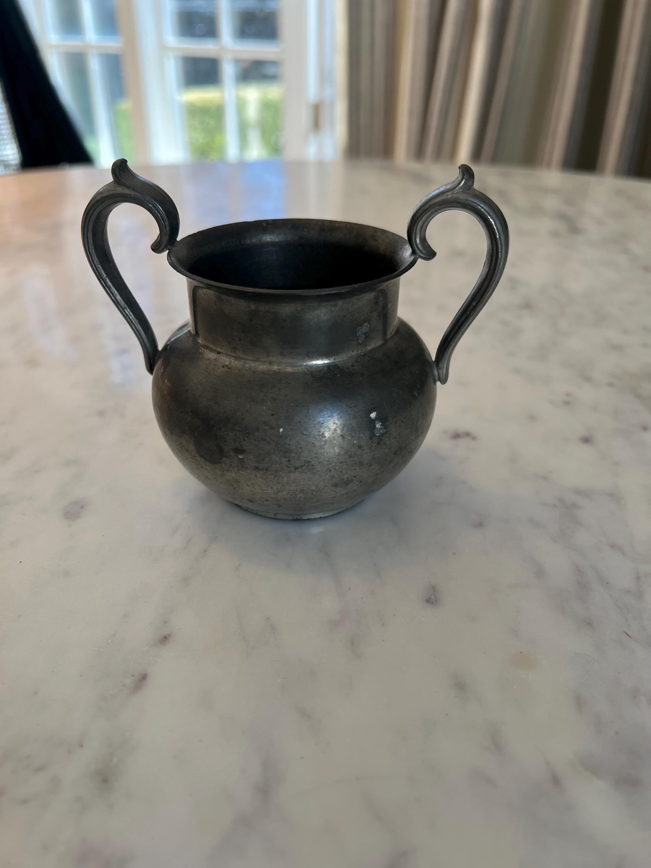 Vintage Colonial Pewter Sugar Bowl