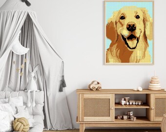 Arte de parede para animais de estimação Arte para cães Decoração para animais de estimação Golden Retriever Arte impressa Retrato de cachorro Decoração de parede para animais de estimação Download digital Arte para impressão