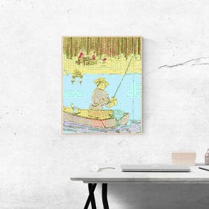 Modern Art Home Decor Art Print Contemporary Art Fishing Wall Decor Lake Art Print Digital Download Printable Art