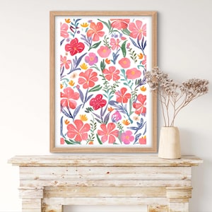 Pink Floral Nursery Art: Watercolor Flower Print (Digital Download)