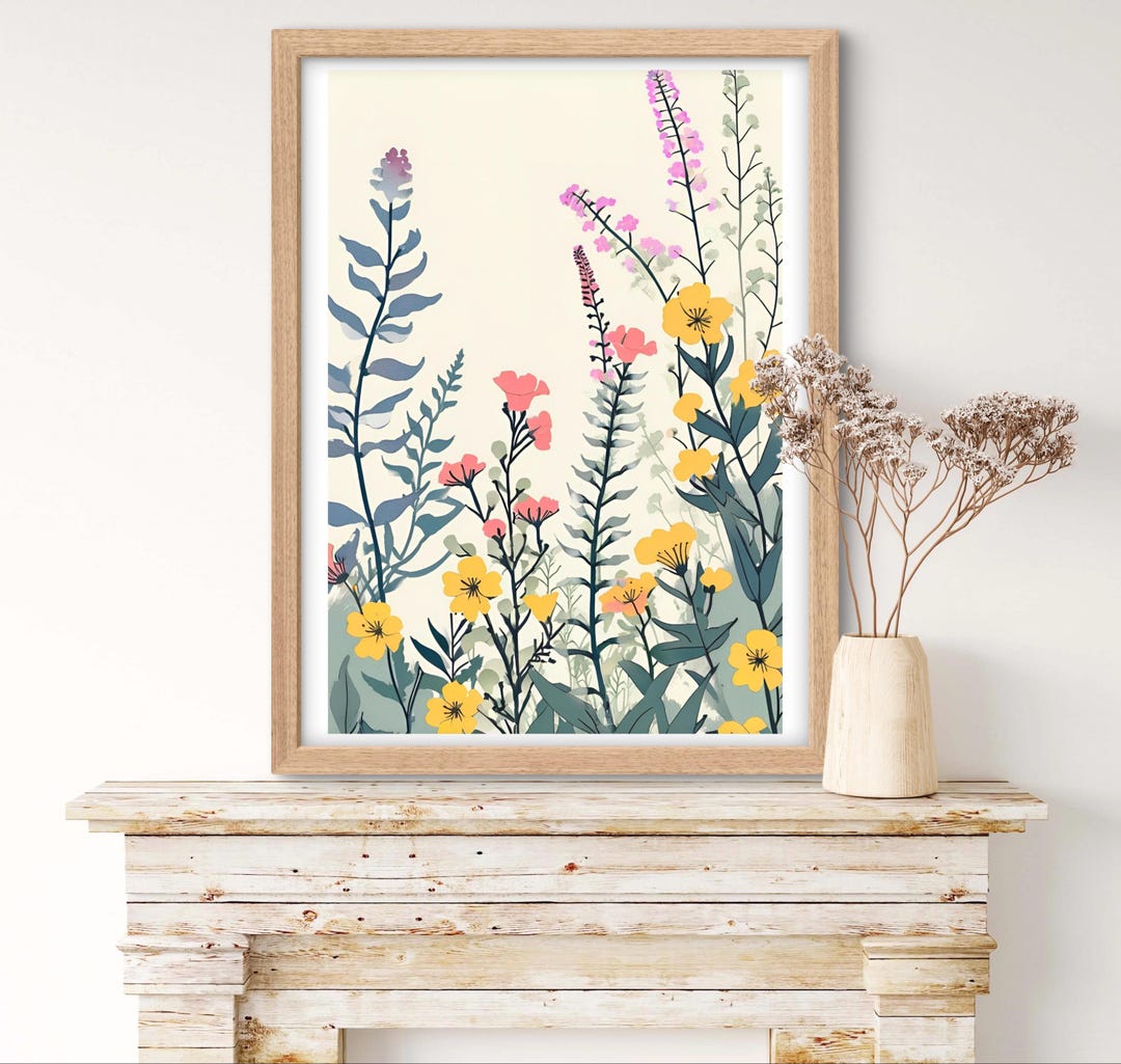 Wildflower Nursery Print: Boho Floral Botanical Art (digital Download ...