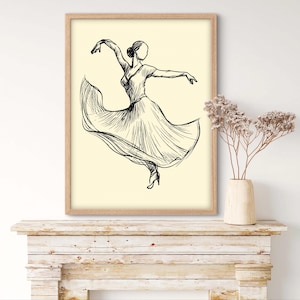 Neutral Figure Sketch Art Print Vintage Woman Abstract Drawing Line Drawing Wall Art Minimalist Beige Wall Decor for Modern Bedroom and Home