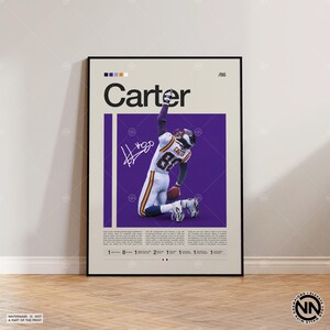 Poster di Chris Carter, stampa dei Minnesota Vikings, poster della NFL, poster sportivo, fan della NFL, poster di football, arte murale della NFL, poster sportivi per la camera da letto