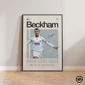 Pôster de David Beckham, impressão de jogador de futebol da Inglaterra, presentes de futebol, pôster esportivo, pôster de jogador de futebol, arte de parede de futebol, pôsteres esportivos para quarto