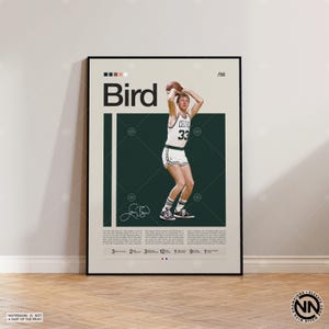 Póster de Larry Bird, impresión de los Boston Celtics, póster de la NBA, póster deportivo, estilo moderno de mediados de siglo, fanáticos de la NBA, regalo de baloncesto, pósters deportivos para el dormitorio