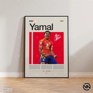 Pôster de Lamine Yamal, jogador de futebol espanhol, presentes de futebol, pôster esportivo, pôster de jogador de futebol, arte de parede de futebol, pôsteres esportivos para quarto