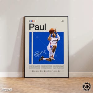 Pôster de Chris Paul, pôster do L.A. Clippers, pôster da NBA, pôster esportivo, moderno de meados do século, fãs da NBA, presente de basquete, pôsteres esportivos para quarto