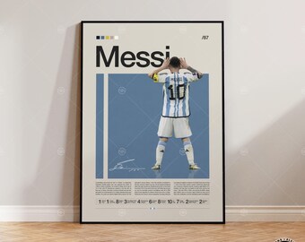 Póster de Lionel Messi, póster de fútbol de Argentina, regalos de fútbol, póster deportivo, póster de jugador de fútbol, arte mural de fútbol, pósters deportivos para dormitorio