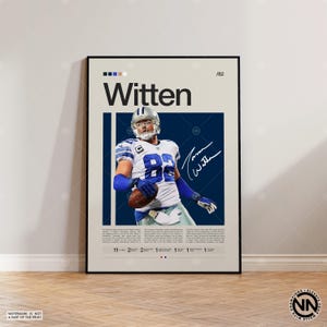 Pôster de Jason Witten, Impressão do Dallas Cowboys, Pôster da NFL, Pôster de esportes, Fãs da NFL, Pôster de futebol, Arte de parede da NFL, Pôsteres de quarto esportivos