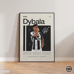 Póster de Paulo Dybala, póster de la Juventus, regalos de fútbol, póster deportivo, póster de jugador de fútbol, arte mural de fútbol, pósters deportivos para dormitorio