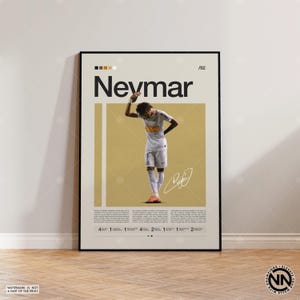 Pôster do Neymar, Pôster do Santos FC, Presentes de futebol, Pôster esportivo, Pôster de jogador de futebol, Arte de parede de futebol, Pôsteres esportivos para quarto