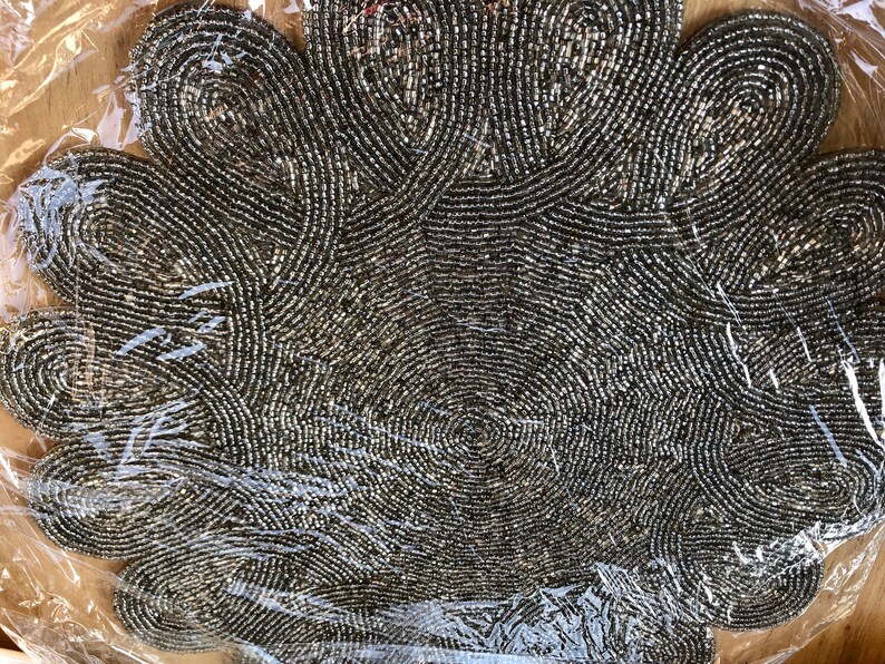 Beaded Black Rose Gold Gold Table Mat Center Piece Etsy