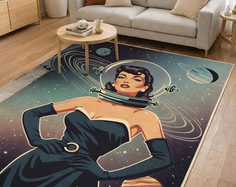 Alfombra con estampado espacial para mujer / Alfombra espacial / Alfombras estampadas de alta calidad / Alfombras para mujer / Regalo para ella / Alfombra lavable a máquina / Alfombras de regalo