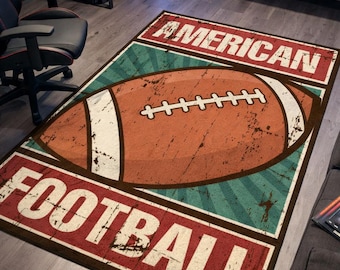 Alfombra decorativa de fútbol americano / Decoración de sala de juegos para adolescentes / Alfombra de sala de juegos con temática deportiva / Regalo para él / Decoración de fútbol americano / Alfombra para habitación infantil