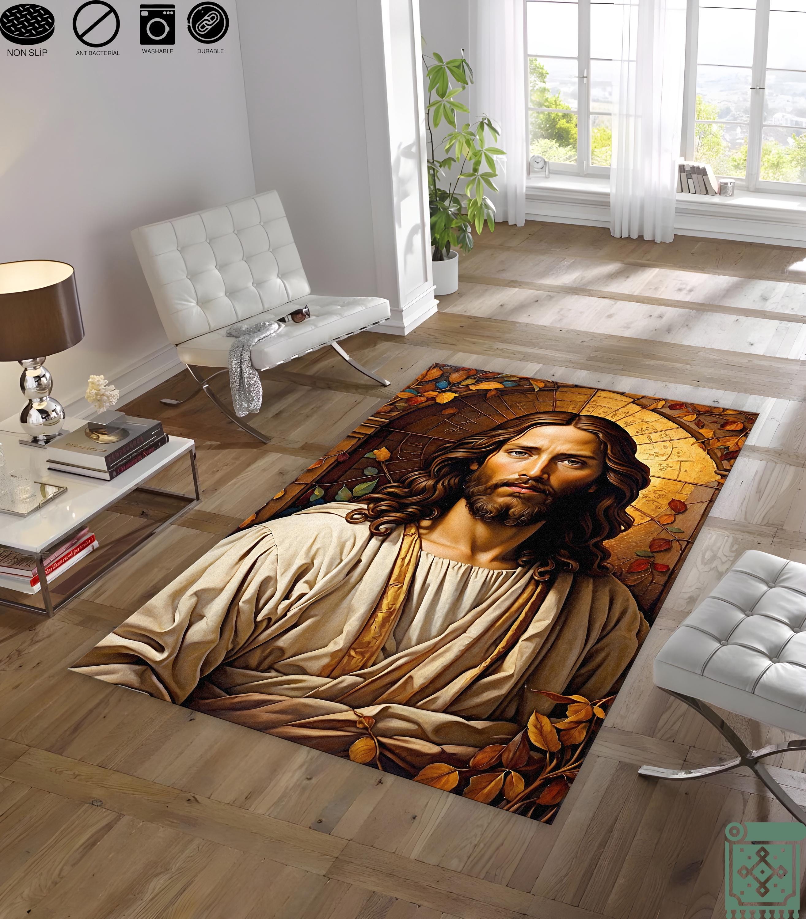 Custom Jesus Rug Christian Rug | Jesus Rug | Jesus Theme Rug | Jesus Pattern Rug ...