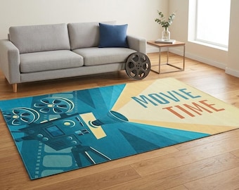 Alfombra con temática de películas / Decoración para sala de cine / Alfombra con estampado de películas / Decoración de películas / Decoración para cine en casa / Alfombra decorativa para habitaciones / Regalos para amantes del cine