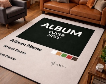 Alfombra personalizada con portada de álbum / Regalos personalizados con portada de álbum / Alfombra con portada de álbum / Alfombra con canción personalizada / Decoración para sala de música / Alfombras de regalo