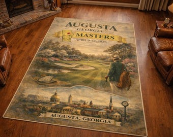 Alfombra de golf vintage / Alfombra de golf Augusta / Alfombra inspirada en el Masters / Decoración para sala de golf, cueva de hombre u oficina / Regalos para amantes del golf