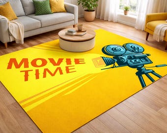 Alfombra para ver películas / Decoración para sala de cine / Alfombra con estampado de películas / Decoración de películas / Decoración para cine en casa / Alfombra decorativa para habitaciones / Regalos para amantes del cine