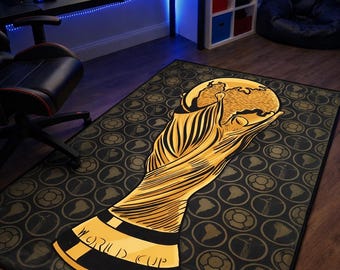 Alfombra de fútbol de la Copa del Mundo / Alfombra de fútbol / Alfombra deportiva / Alfombra decorativa para sala de juegos / Alfombra personalizada / Alfombra de juego / Alfombra de juego para niños / Regalos para fútbol