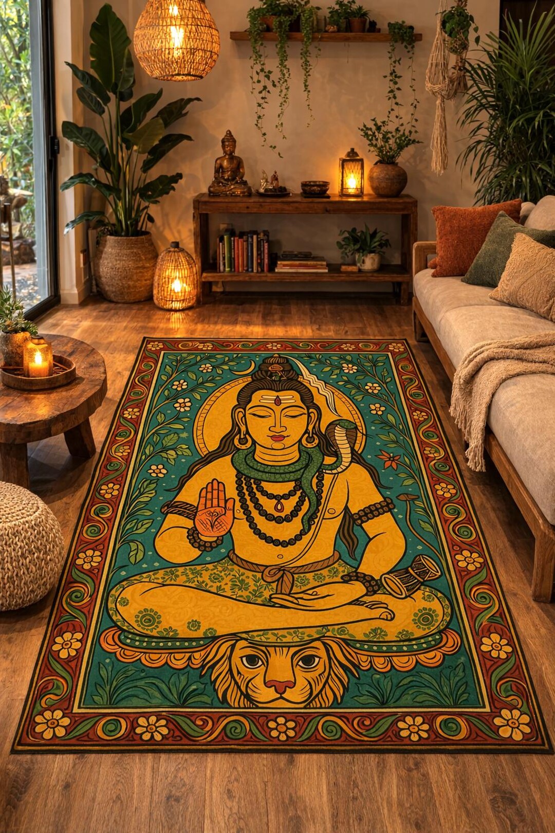 Lord Shiva Pattern Rug | Lord Shiva Hindu God Decor Area Rug | Indian ...