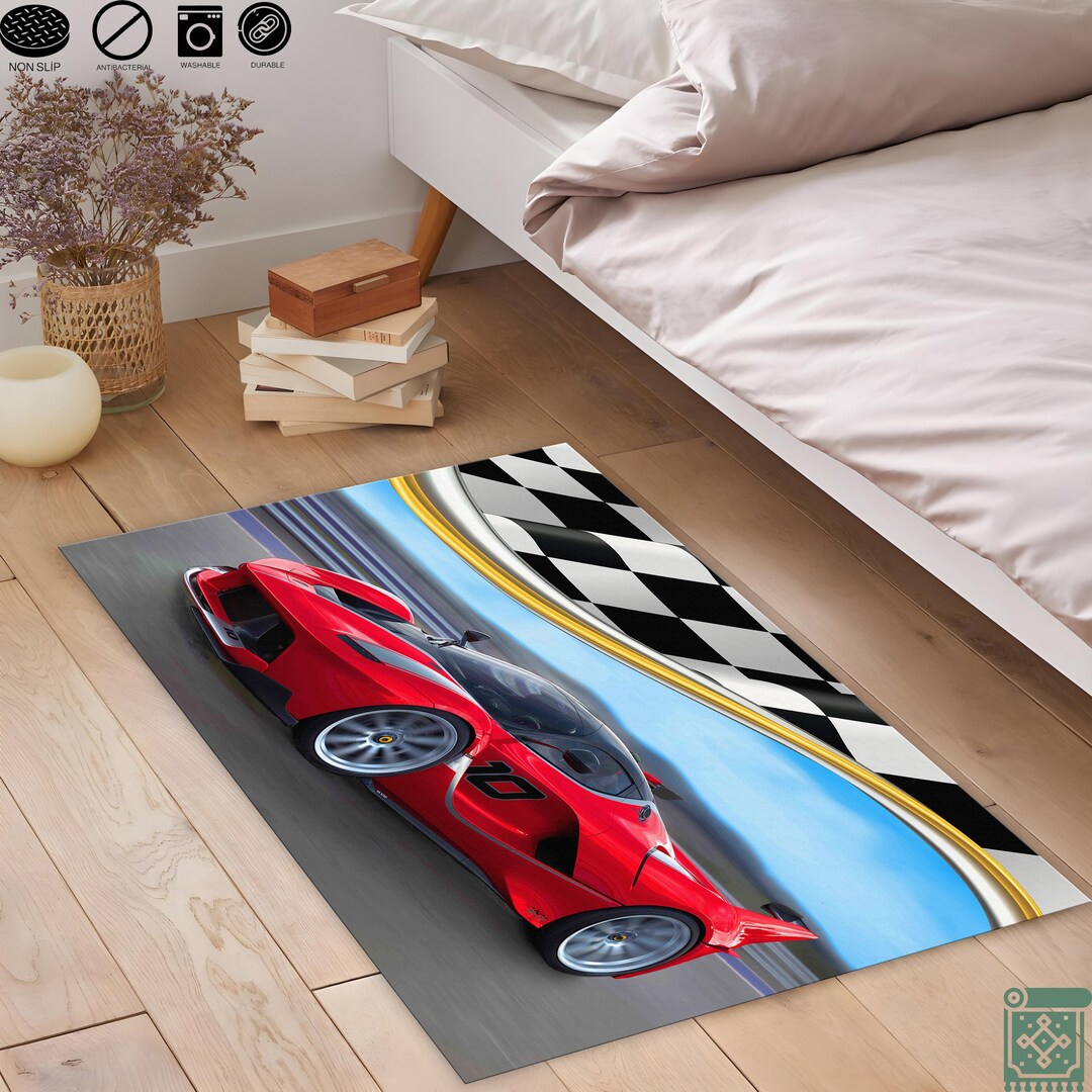Car Racing Rug Kids Car Racing Track Rug | Children's Room Decor Rug | Race Track Rug for ...