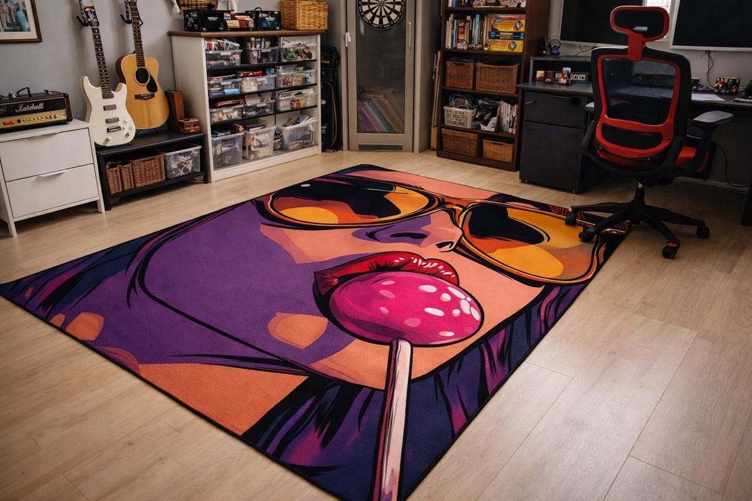 Pop It Rug Pop Art Woman Rug | Machine Washable Rug | Woman Decor Rug | Custom ...