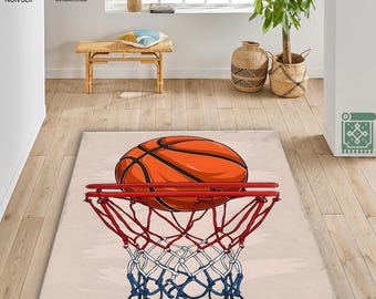Basketball Rug | Basketball Rug | Sports Rug | NBA Rug | Minimalist Rug | Basketball Decor | Hypebeast Rug | Custom Rug | Game Room Rugs